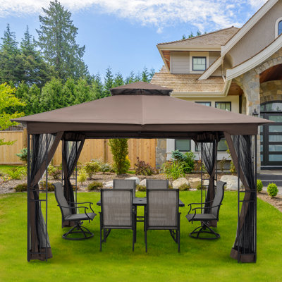  Egeiros Life 12 Ft. W X 10 Ft. D Double Roof Patio Gazebo With Mosquito Net