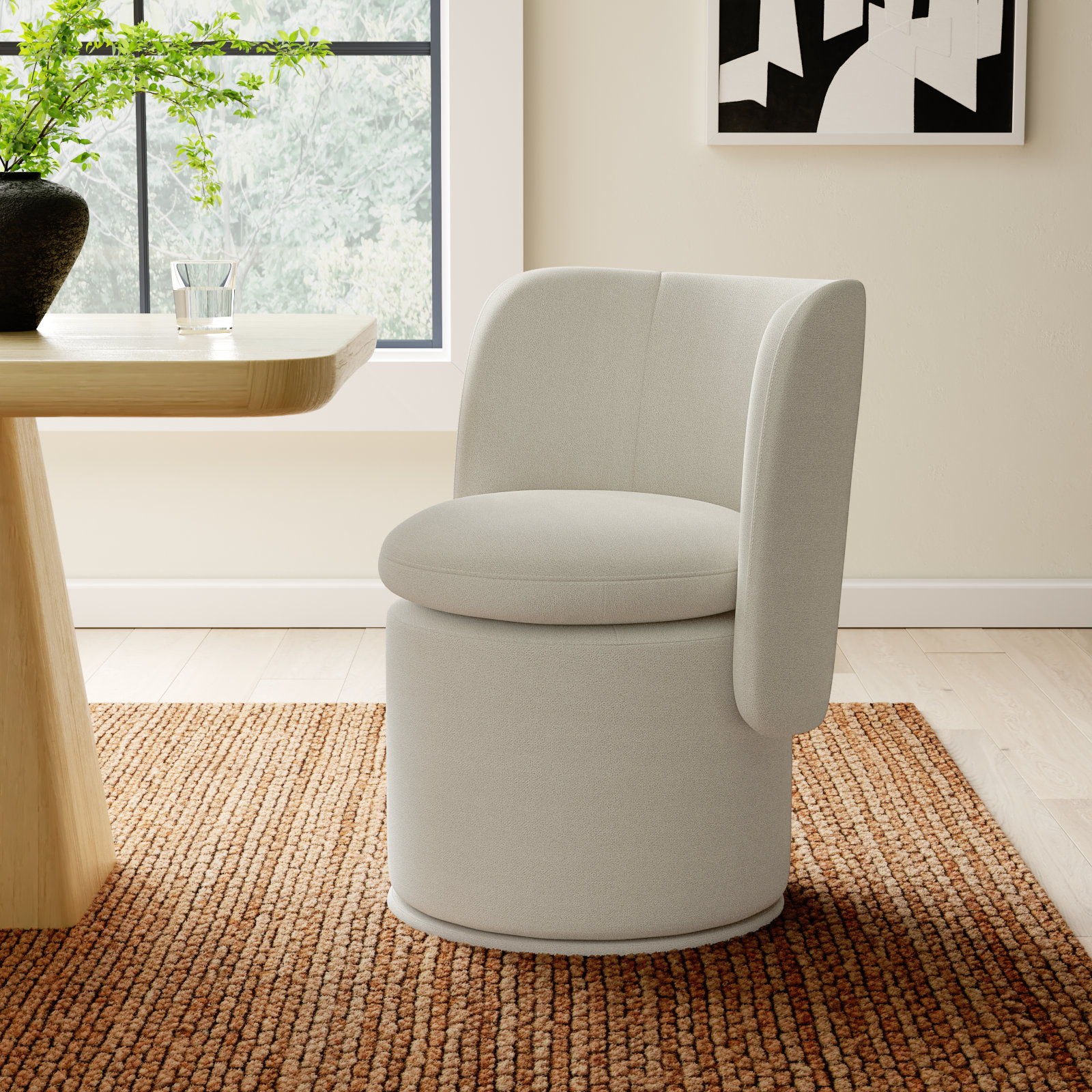 Adrielle Swivel Linen Dining Chair, Effie Linen Performance