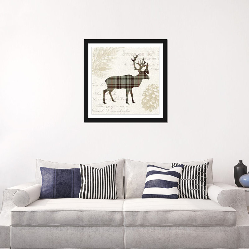 « écossais pose, brun clair i », impression sur toile, Papier d'art encadré noir, Blanc, H 16 po x l 16 po x P 1 po