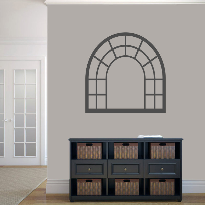 Décalcomanie murale cadre de fenêtre arched, Gris foncé