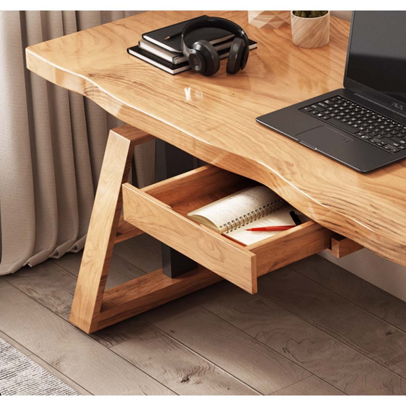 Bureau électrique à hauteur réglable en bois massif, H 29,53 po x l 55,12 po x P 27,56 po