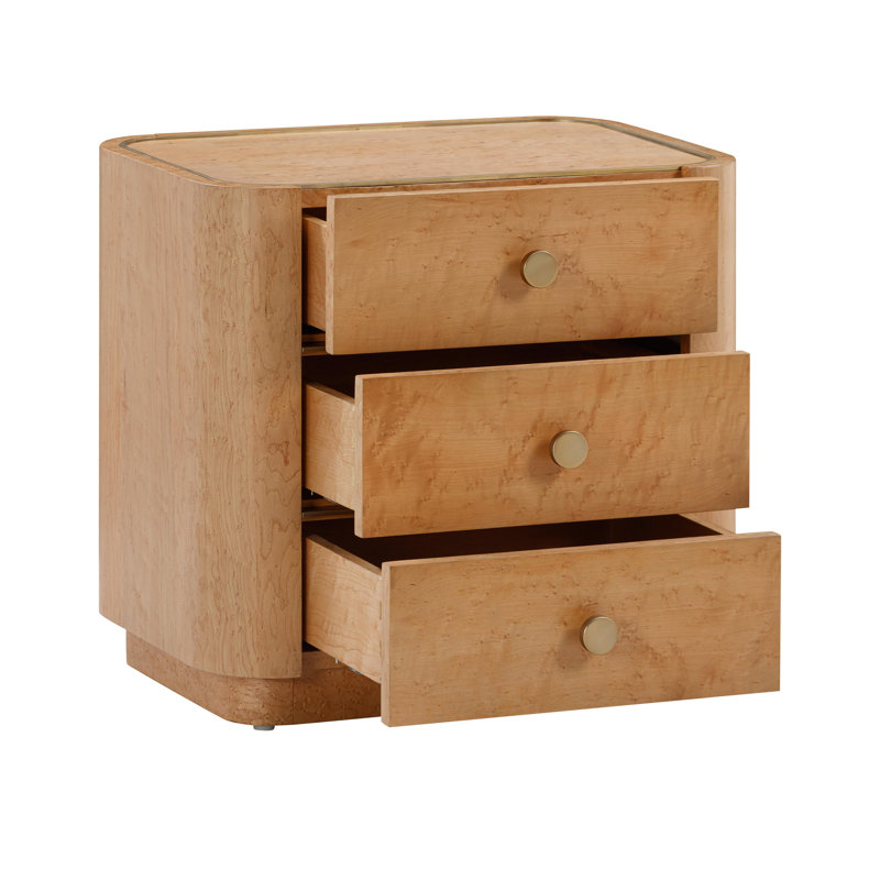 55.9cm W Solid + Manufactured Wood Bedside Table