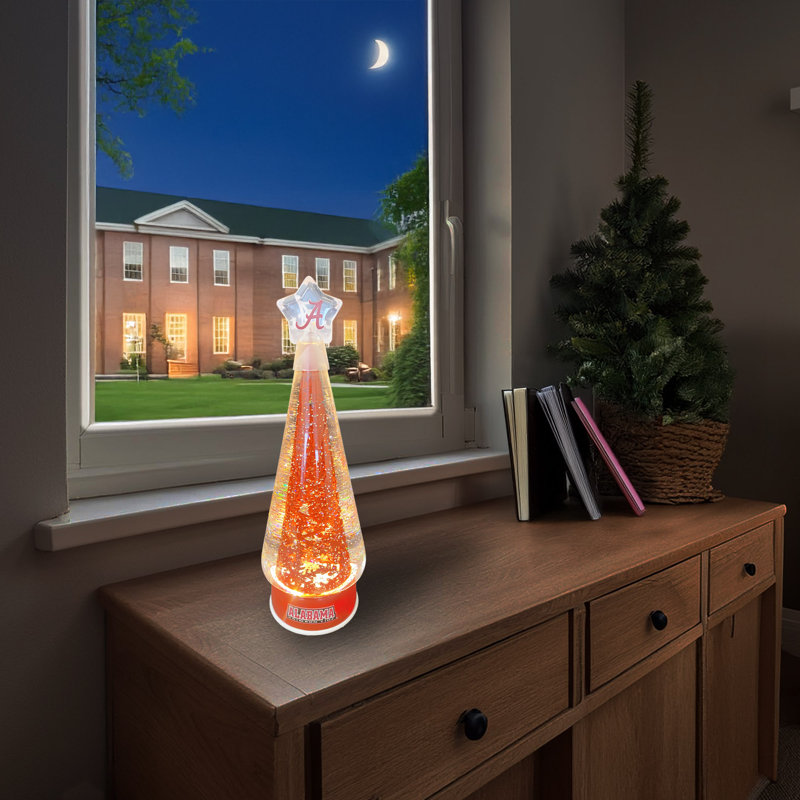 NCAA 12 inch Illuminated Glitter Globe Tree, Alabama Crimson Tide