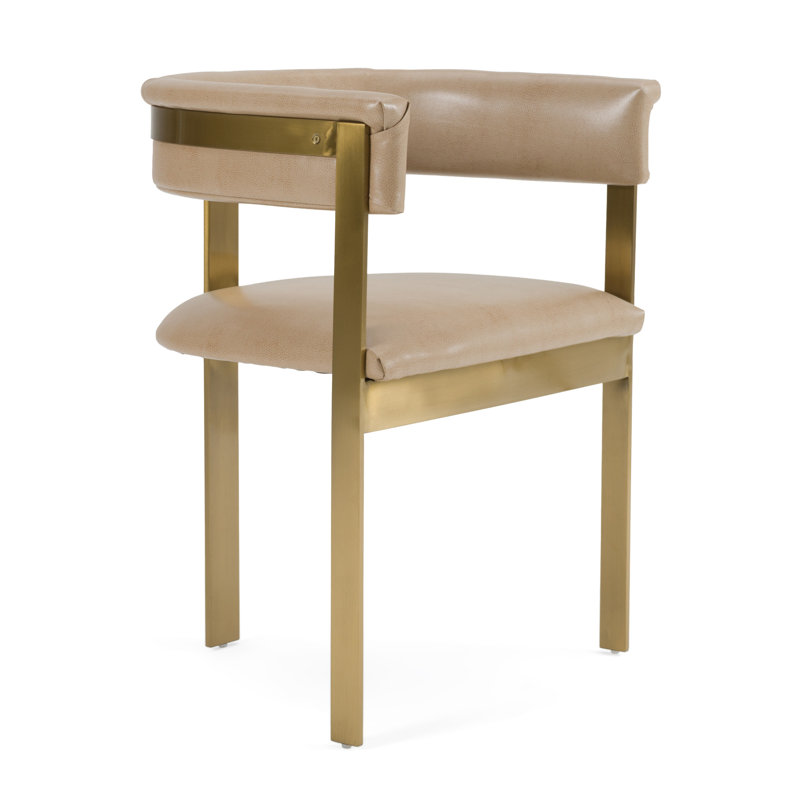 Ferol - Chaise moderne en similicuir, Brown/Gold