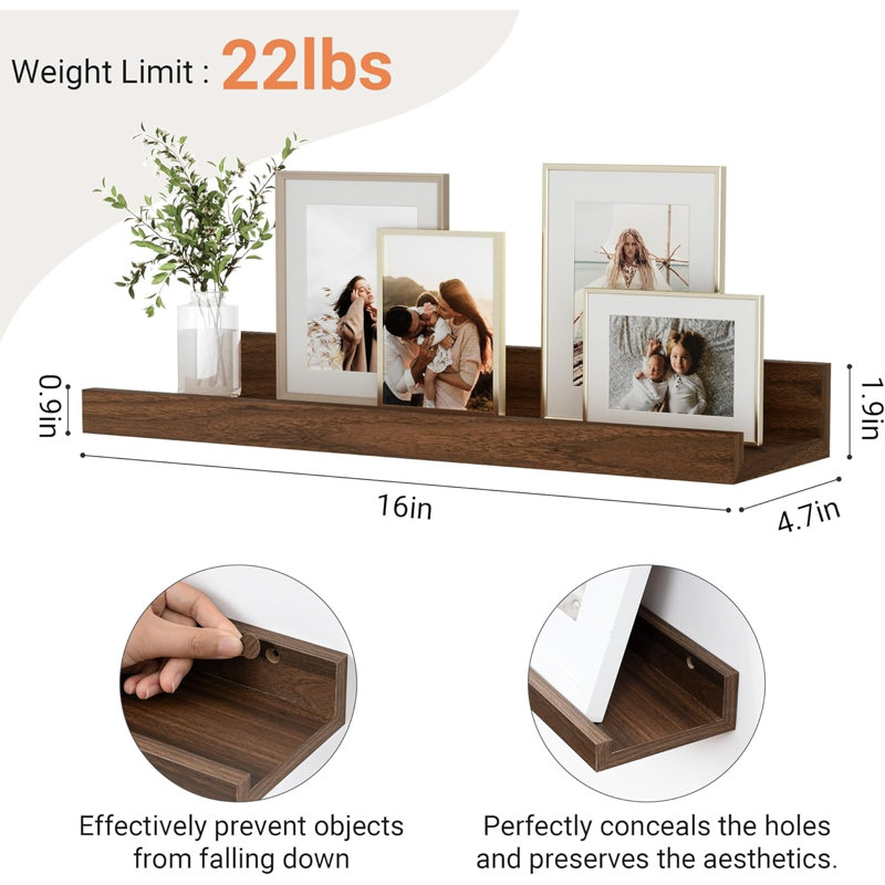 2 Piece Wood Floating Shelf