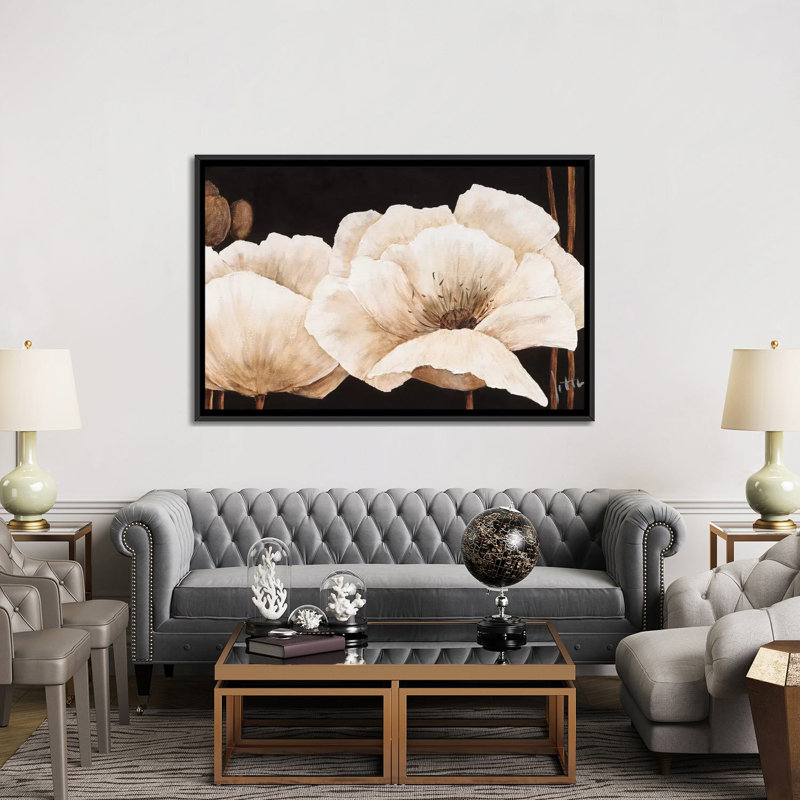 «Amazing Poppies IV», impression sur toile, H 18 po x l 26 po x P 1,5 po, Toile avec cadre noir, Pas de tapis