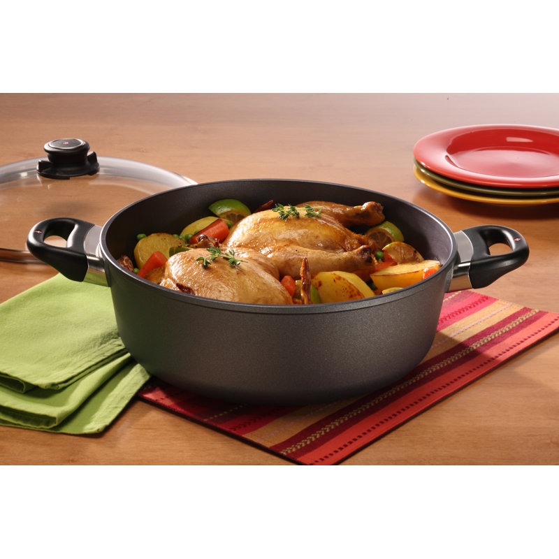 Non-Stick Aluminum Round Braiser with Lid, 5.3 Qt.