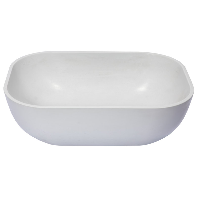 Concrete Rectangular Vessel Bathroom Sink, Light Earthen Gray