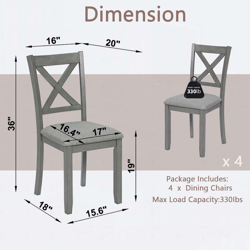 Chaises de cuisine avec siège rembourré, chaise d'appoint pour la salle à manger, Gris