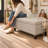 40" Beige Upholstered Storage Ottoman Bench For Living Room