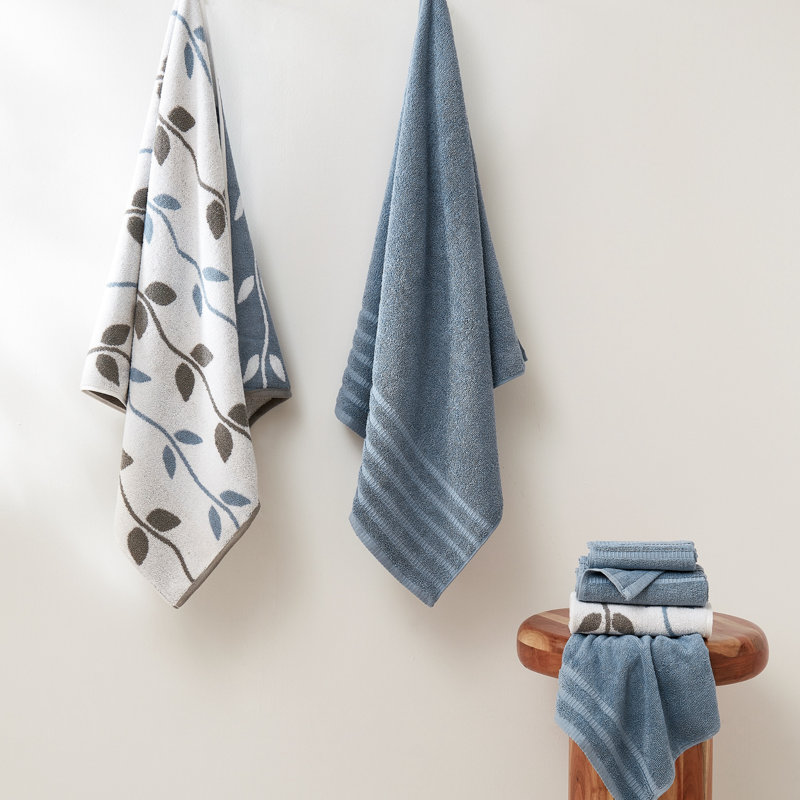 Ensemble de serviettes en jacquard teint en fil et en coton 6 pièces Modern fils modernes - 100% coton, à séchage rapide et bain absorbant