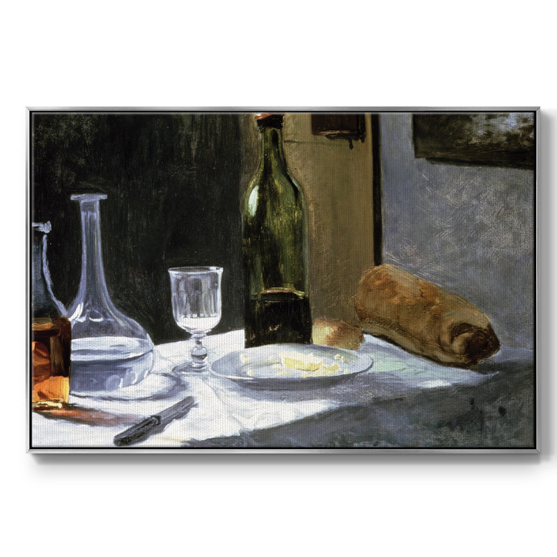 Still Life With Bottles, 1862, reproduction d'art sur toile, H 17 po x l 25 po x P 2 po, Argenté