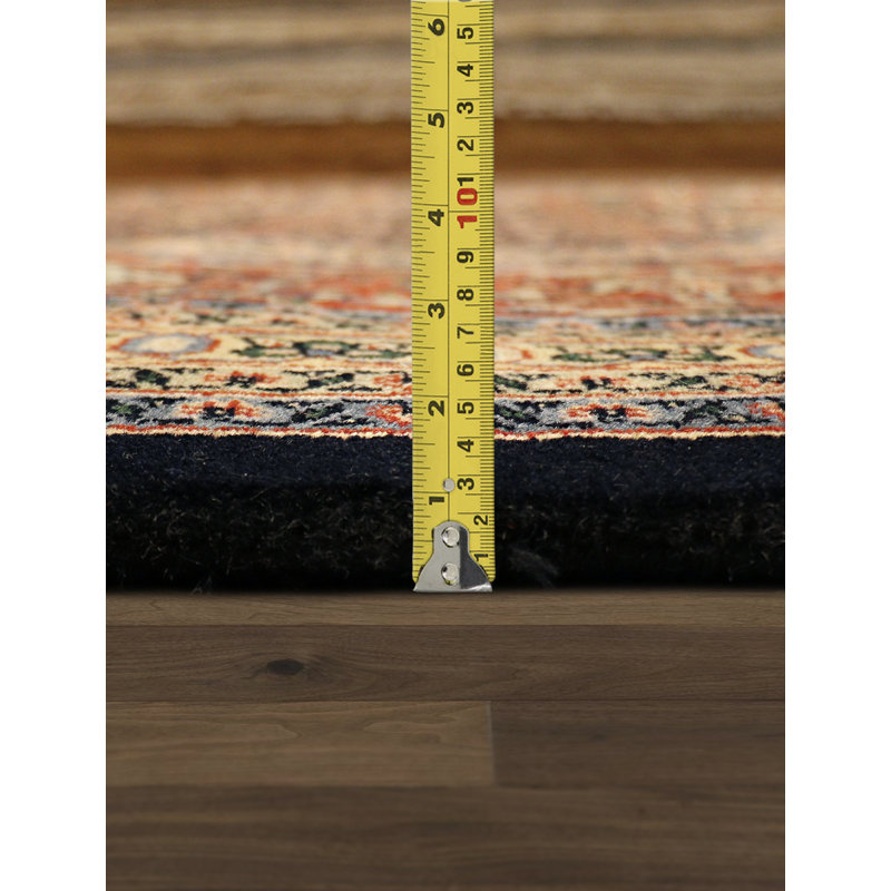Baku Hand Knotted Wool Floral Area Rug in Navy/Rust, Rectangle 5'11" x 6'2"
