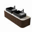 Meuble-lavabo de 60 po avec lavabo et lavabos 60 po, 2 tiroirs, 2 lavabos rectangulaires noirs en céramique et plateau en pierre frittée Carrara, pré-assemblé-130901771