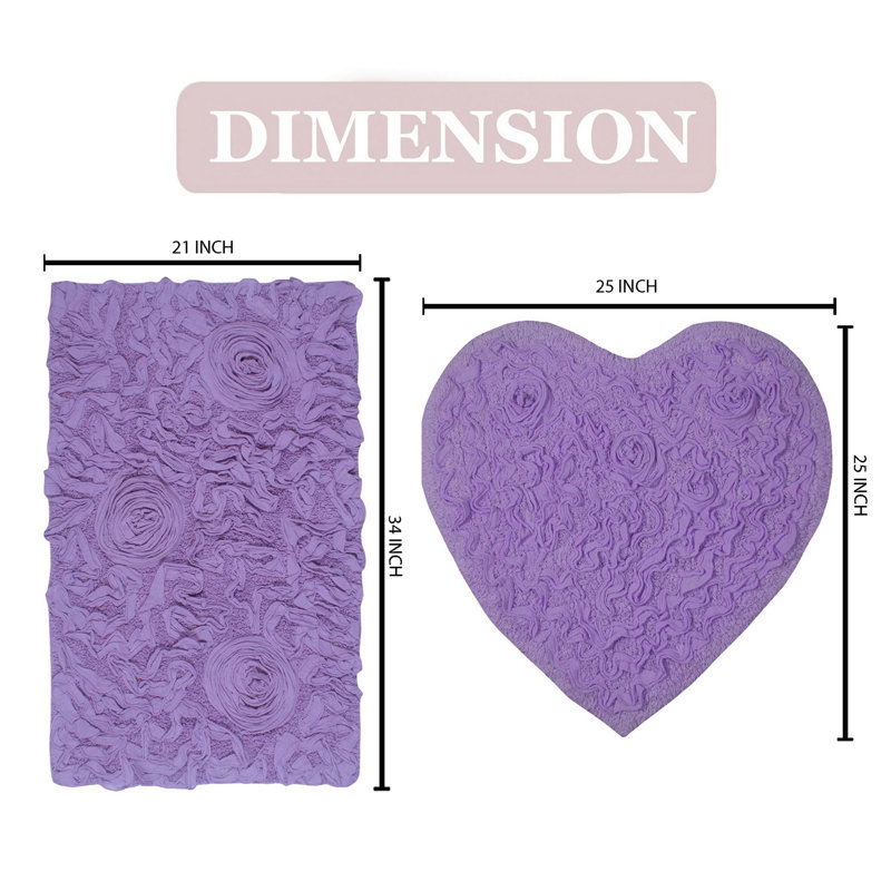 Freida 2 Piece Bath Rug Set, Purple