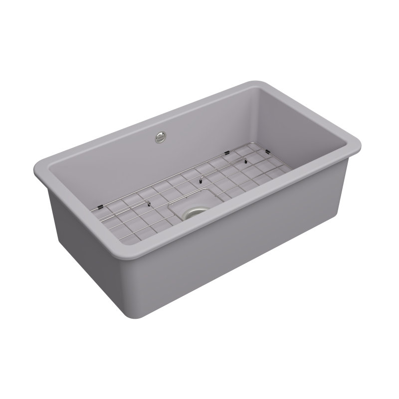 Sotto 32 1.0Bowl Ceramic Undermount Kitchen Sink, with Waste, Bottom Grid-813x480mm, Matte Grey