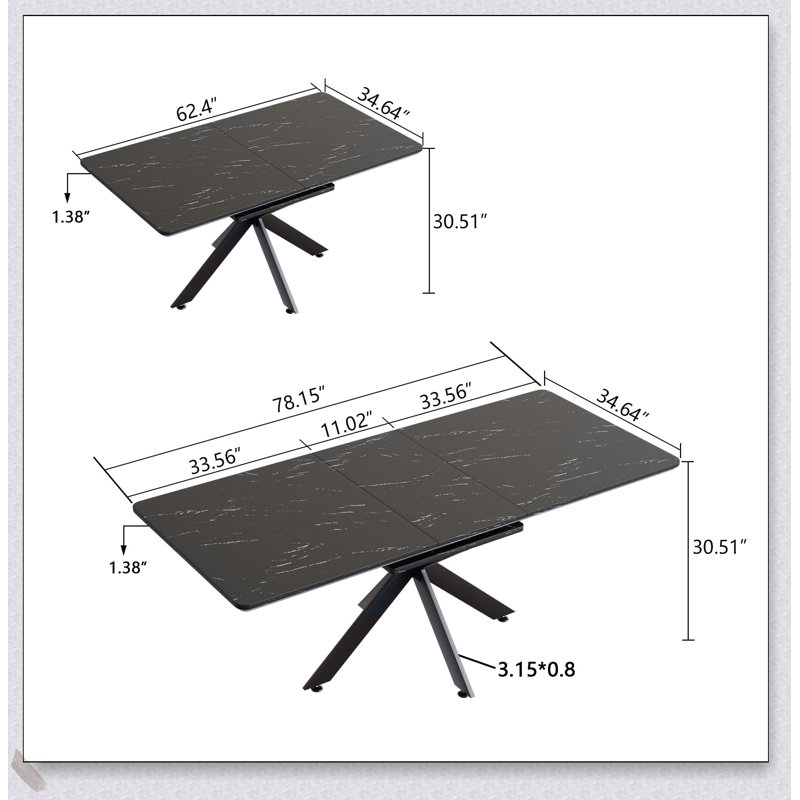 Ensemble de table de salle à manger extensible pour 4 à 8 personnes, chaises rembourrées à dossier incurvé, idéales pour les expériences de repas polyvalentes et les intérieurs modernes.