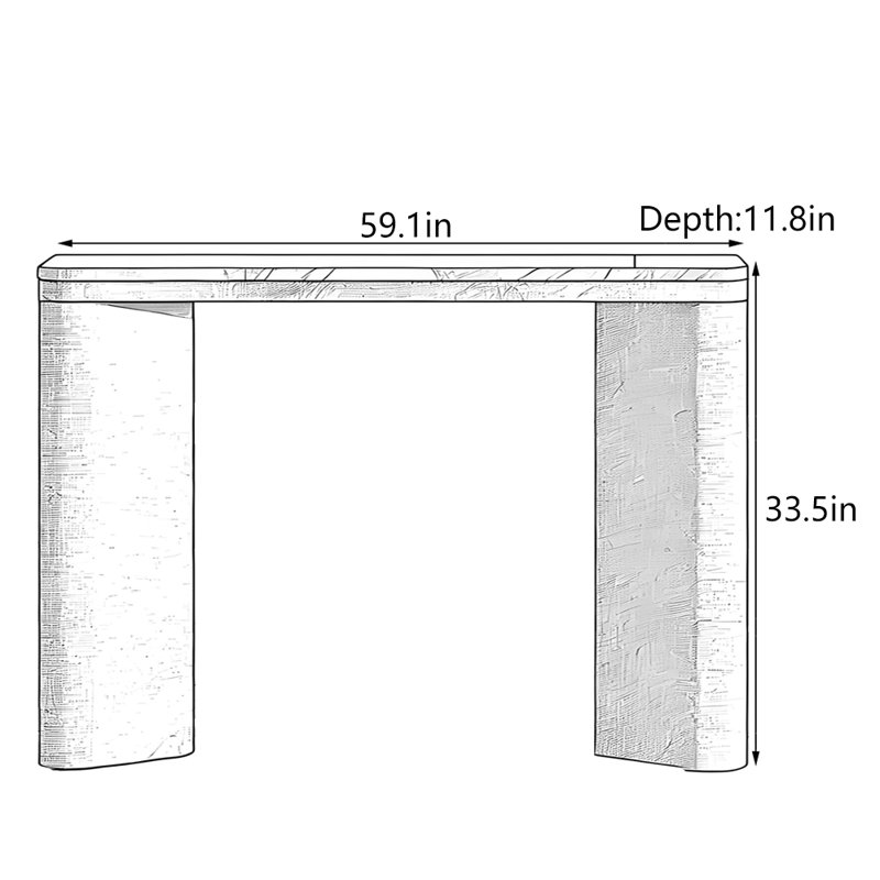 Mid-Century Modern Entryway Console, 33.5" H x 59.1" W x 11.8" D