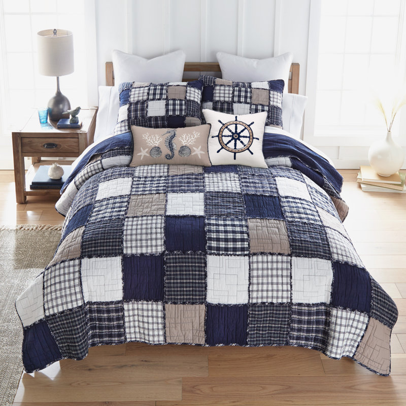Ensemble de courtepointe pour grand lit en coton 3 pièces Donna, Courtepointe pour grand lit + 2 taies décoratives