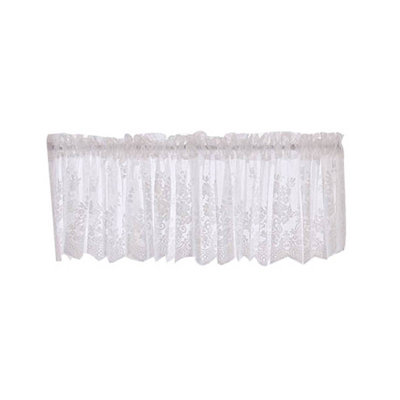 Short Window Curtain Polyester Lace Drape Flower Pattern Valance Curtain for Home Kitchen Balcony