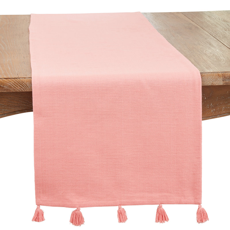 Minimalist Luxe Tassel Table Runner, Pink