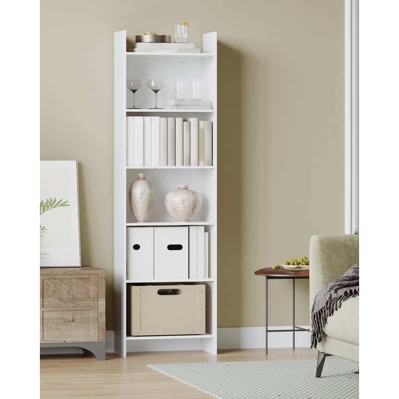 66.9"H Floor Standing Bookcase, 6-Tier Open Bookshelf, Tall Display Storage Shelf, Corner Shelf, Home Decor Furniture for Home Office, Living Room, Bedroom, White 