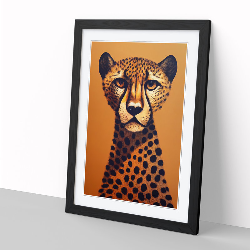 Unique Cheetah Art Vol.1 - Single Picture Frame Print, 64cm H x 46cm W x 2cm D, Black