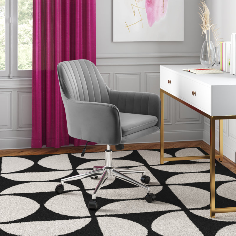 Chaise de travail en velours Trouville, Gris