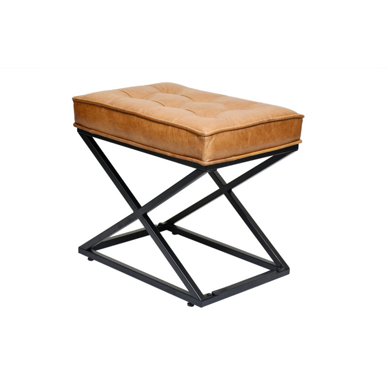Tabouret en cuir véritable Wilmington, Brun