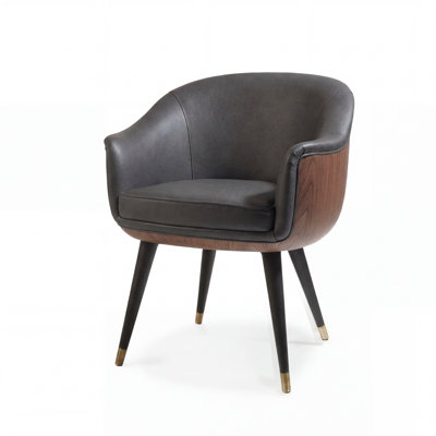 Rounded Wood Frame Upholstered Hospitality Armchair