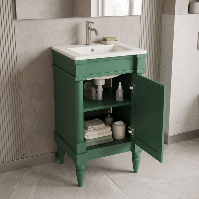 Meuble-lavabo de salle de bain avec lavabo en céramique