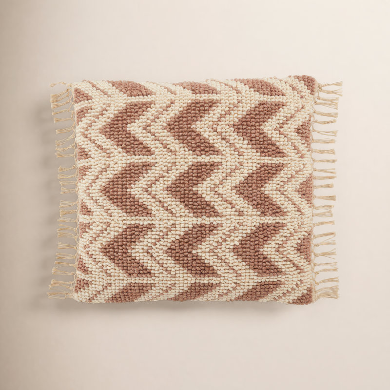 Oakleaf Chevron Throw Pillow, Mauve/Ivory, Down