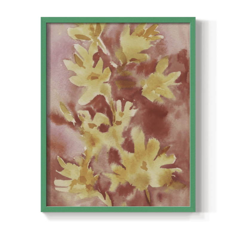Reproduction encadrée «Ble donnant des fleurs I» - bois massif, H 11 po x l 9 po, Vert