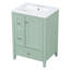Meuble-lavabo de 24 po avec rangement, tablette réglable, panneau de fibres à densité moyenne et bois d'hévéa, cloisons amovibles, finition verte-752101045