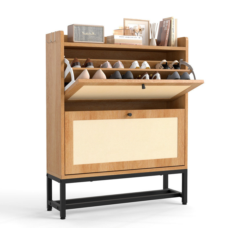 Armoire de rangement pour chaussures Slim, Bois naturel