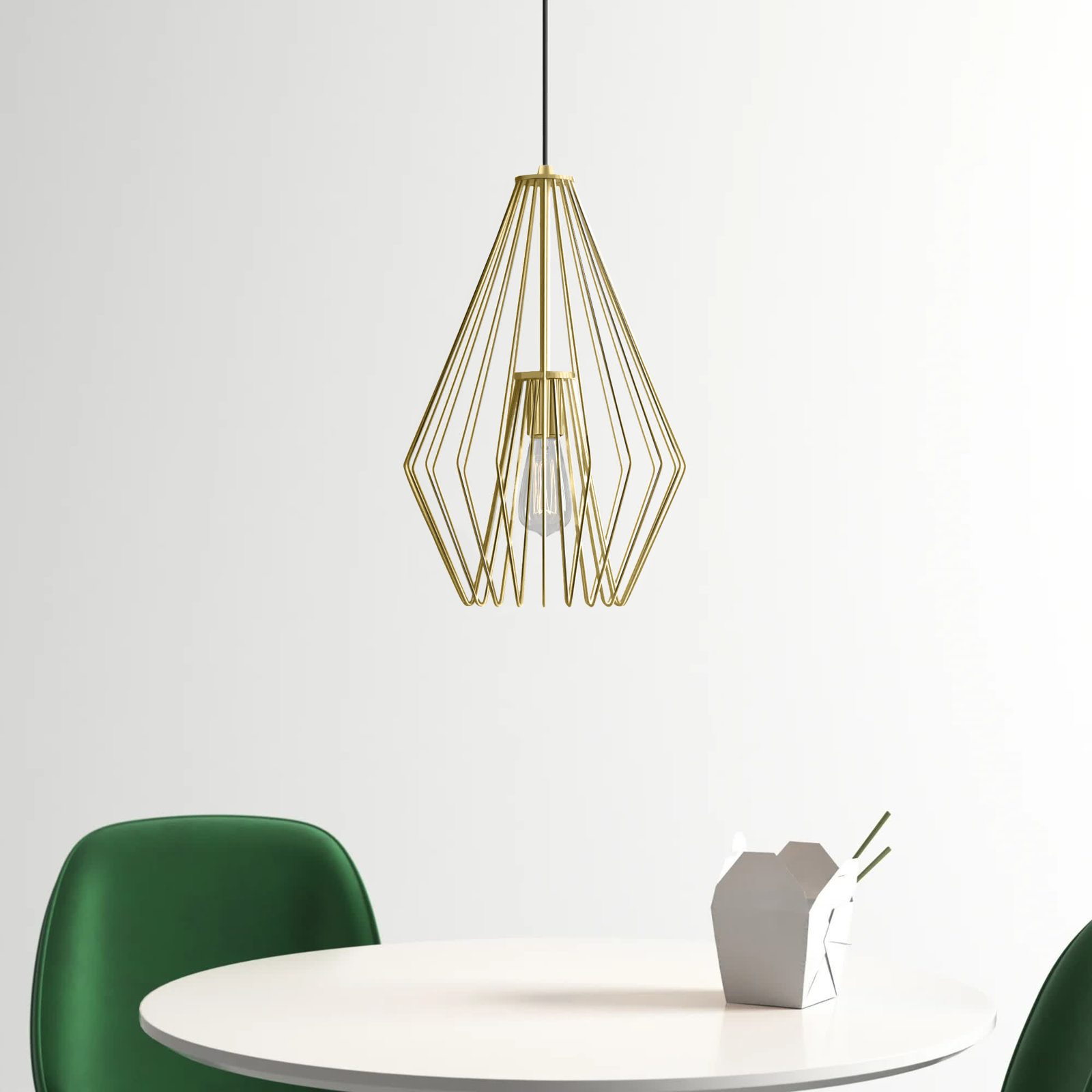 Frankie Single Light Metal Dimmable Pendant, 15.75" H x 9.25" W x 9.25" D, Metallic Gold