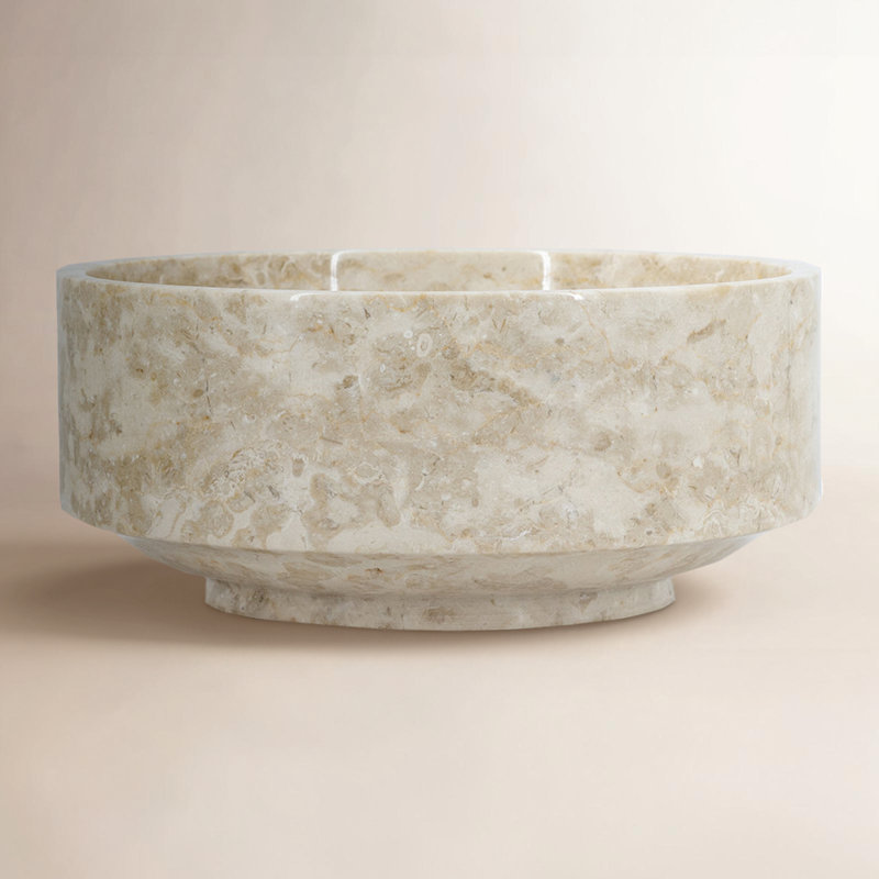 Bol décoratif en marbre crème avec rebords surélevés D9.5X4.5 "