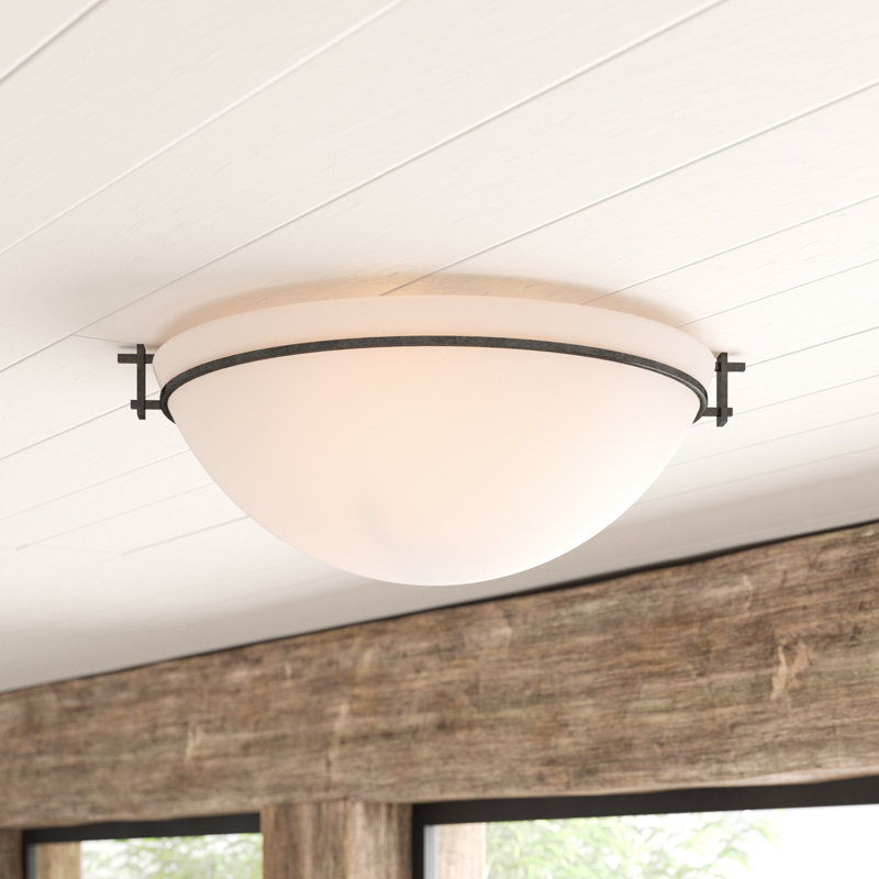 Moonband Semi Flush Mount, 6.5" H x 15.9" W x 15.9" D, Sand, Black