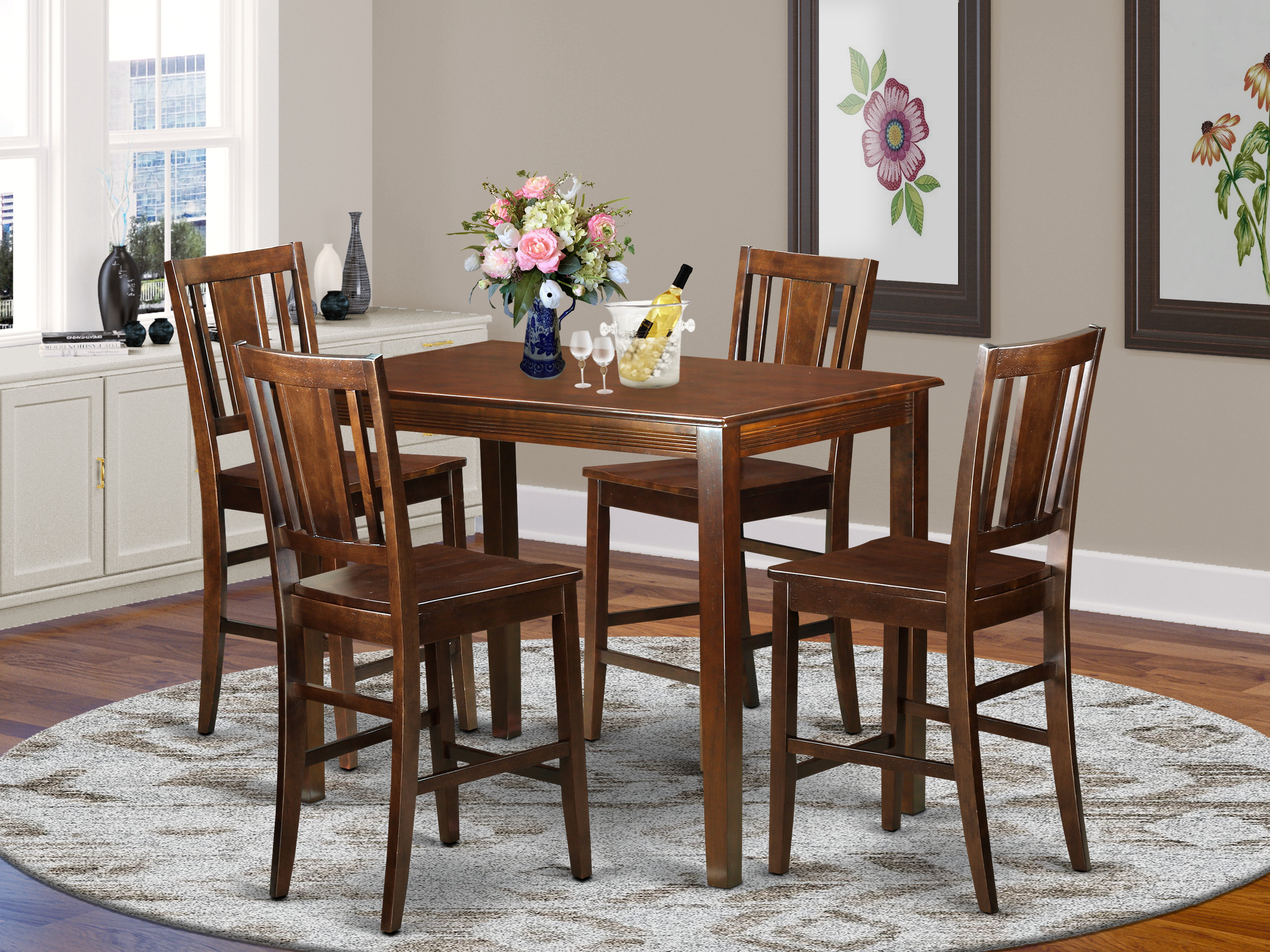 Wood dining discount set for 4