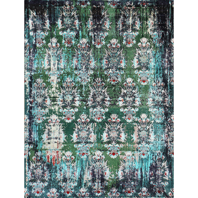 NEOV4547RDGDG Damask Area Rug, Rectangle 8' x 10'