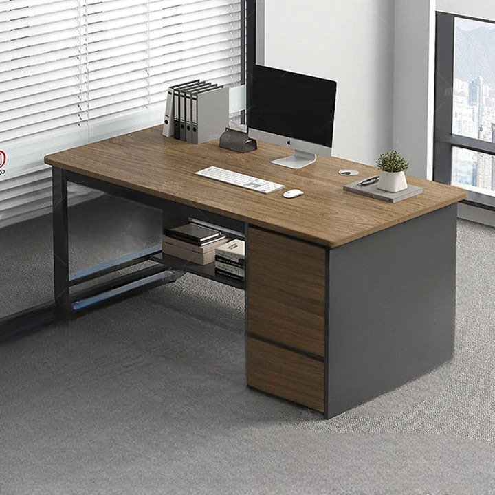 Napat Rectangle Computer Desk, 29.52cm H x 47.24cm W x 19.685cm D, Chocolate/Black