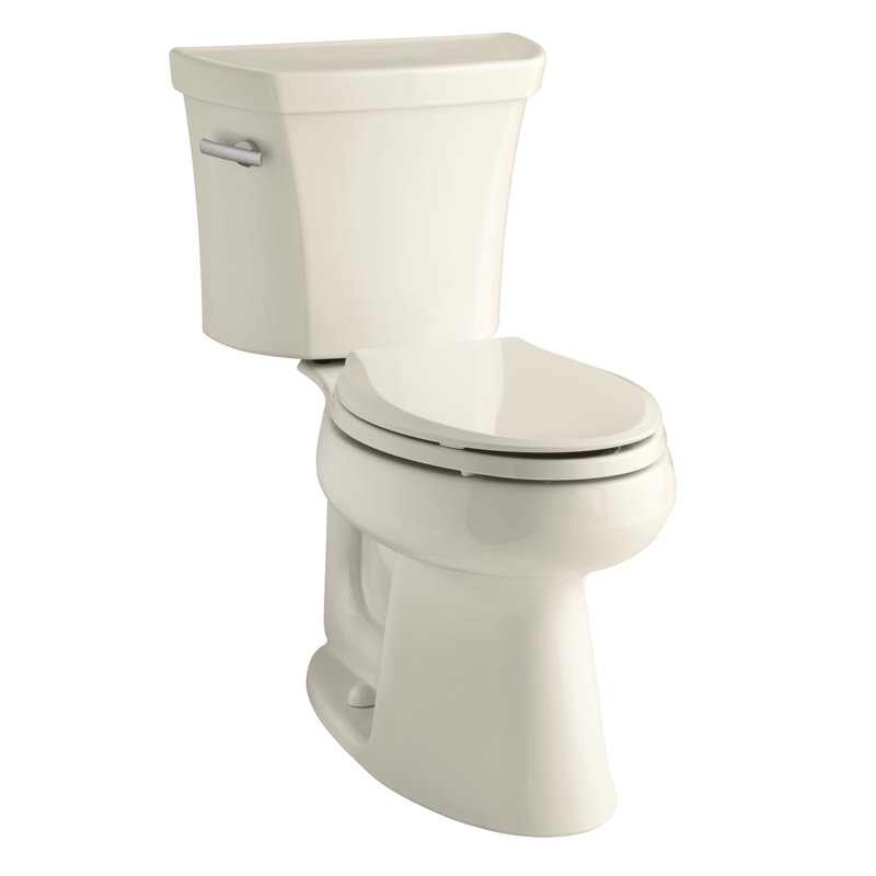 Toilette allongée deux pièces écoénergétique 1,28 GPF Highline (siège non inclus), Biscuit, 10", Côté gauche