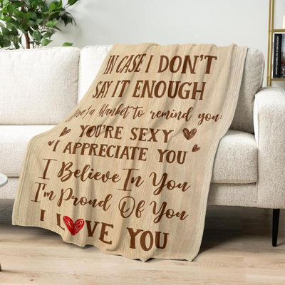 Christmas Couple Gifts for Women Men - Soft Fleece Throw Blankets 30x40 in - Wedding Anniversary Birthday Gifts for Him Her Husband Wife Girlfriend Boyfriend, I Love You Blanket add  Same printed canvas bag