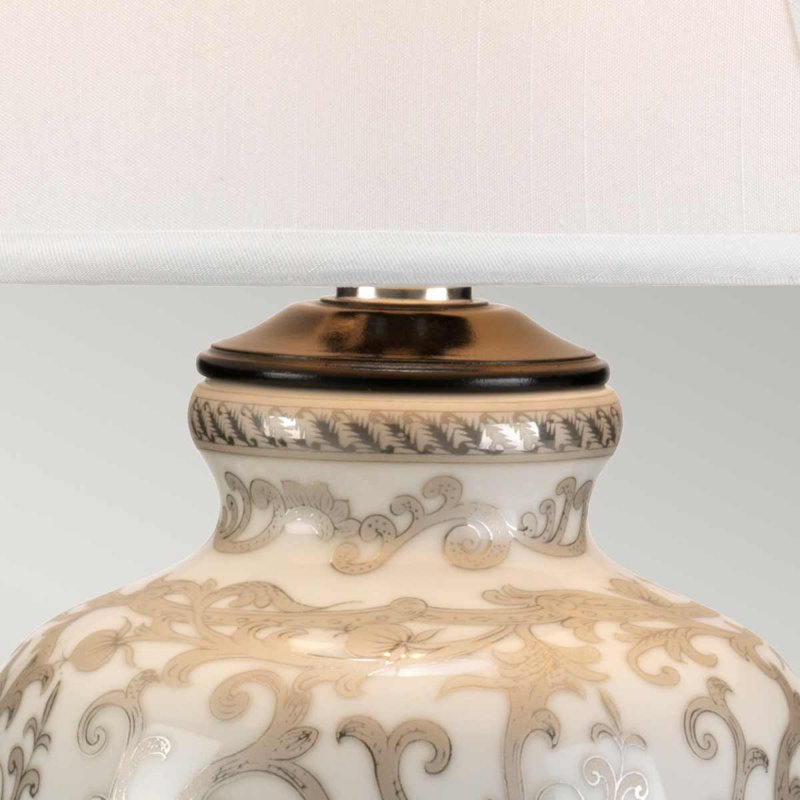 Chasteen Porcelain Table Lamp, White/Silver