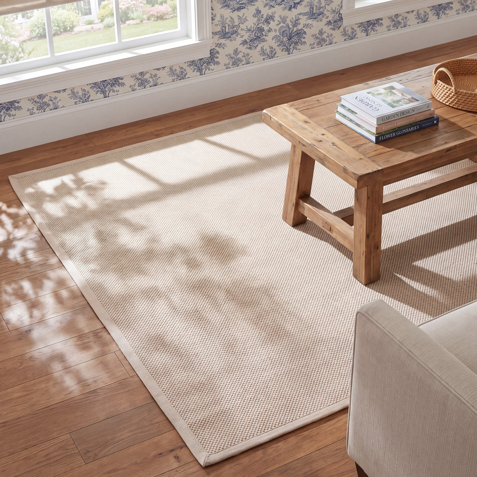 Torbin Marble Beige Jute Rug, Rectangle 6' x 9'