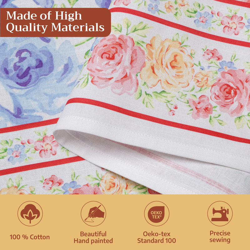 Maison d' Hermine Apron for women with Pocket 100% Cotton 27.50"x31.50" 1 Piece Adjustable Neck Strap & long ties Apron Men, Chef, Wedding, Cooking, Gardening, Server Spring/Summer (Vintage Floral  )