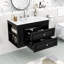 Modern Wall-Mounted Bathroom Vanity with Ceramic Sink, Open Shelving and Storage Drawers-1005177467