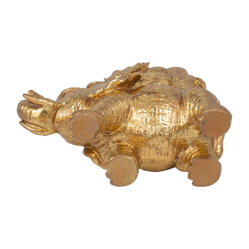 Stacked Elephant Figurine Statue for Home Decor - Decorative Sculpture Object for Table Accent, or Living Room Decoration - 10", Gold & Metallic