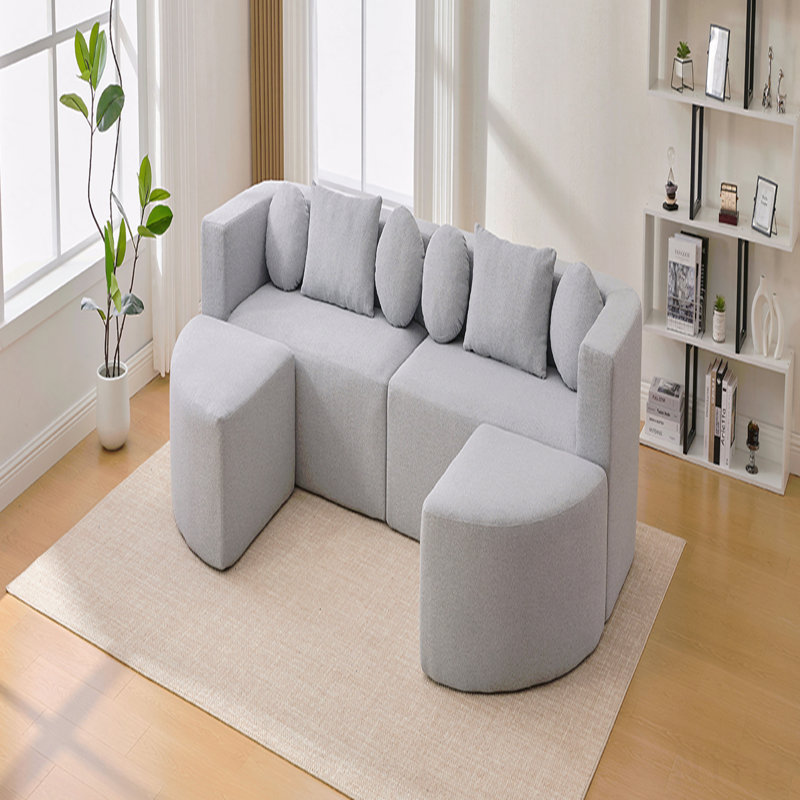 Canapé modulaire Boneless Couch Canapé-lit modulaire 114,9 po à combinaison libre avec assise profonde et design incurvé pour le salon, gris