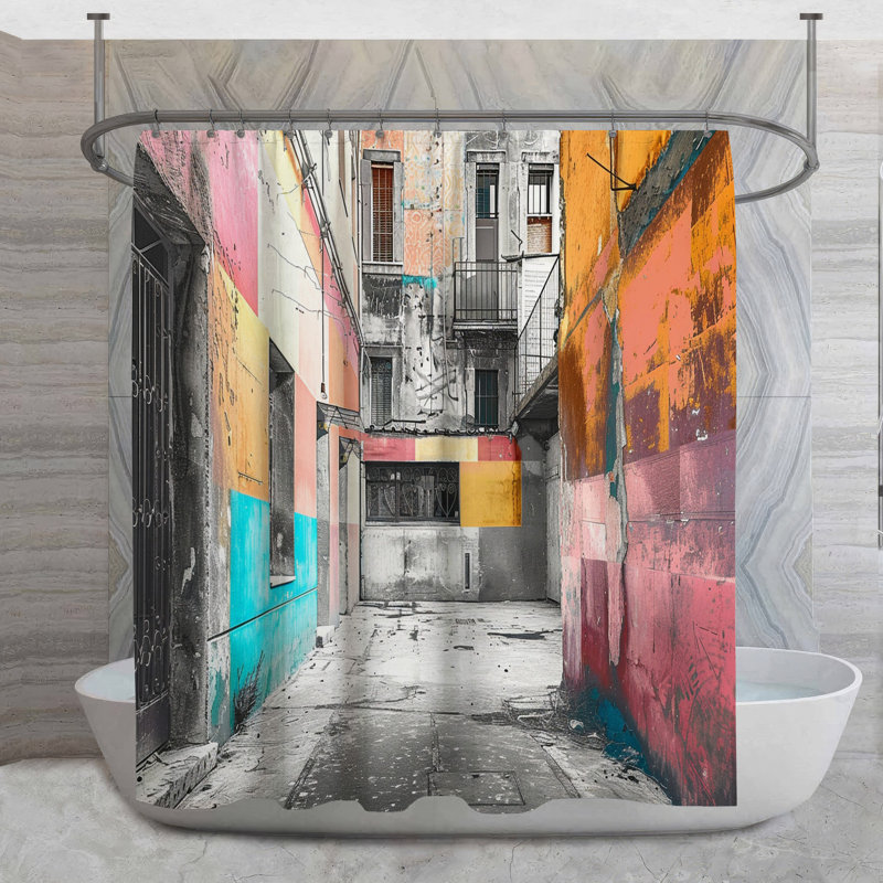 Rideau de douche coloré Alley, H 93 po x l 70 po